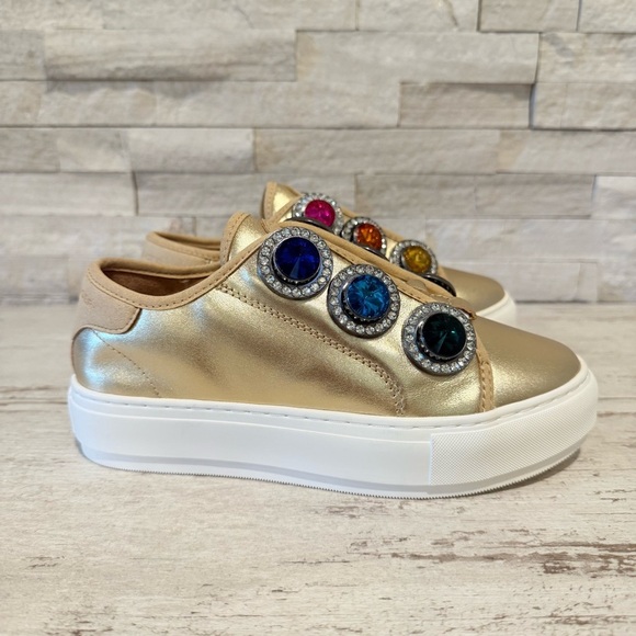Kurt Geiger Laney Gold Octavia Jewel Studded Embellished Platform Sneakers 36.5 - Picture 2 of 13